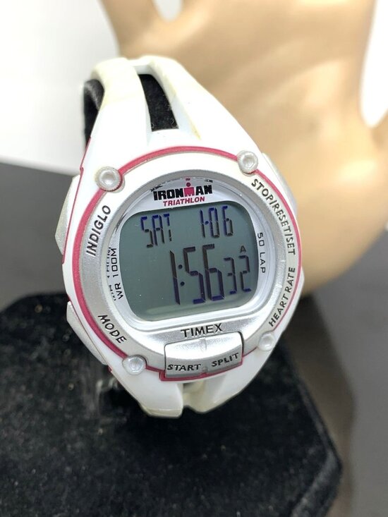 Timex Women\'s Watch T5K443 Ironman Triathlon Quartz Digital White Resin 36mm